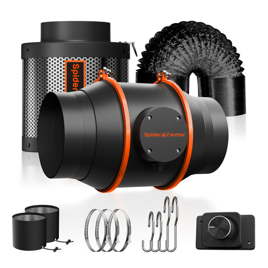 Spider Farmer 6″ Inline-Lüfter-Set – 62 W | Aktivkohlefilter