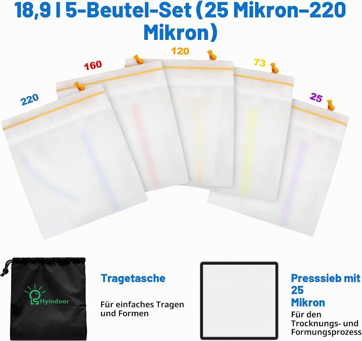 Hyindoor Bubble Bags 5-Beutel-Set