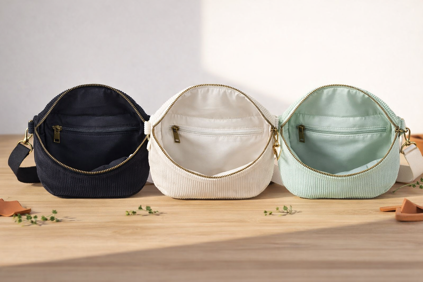 Wuchs&Wurzel Cord Tasche in Schwarz