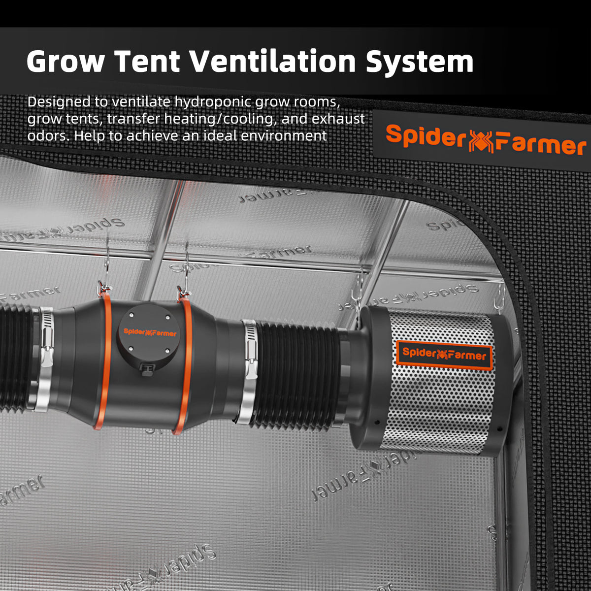 Spider Farmer 6″ Inline-Lüfter-Set – 62 W | Aktivkohlefilter