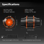 Spider Farmer 6″ Inline-Lüfter-Set – 62 W | Aktivkohlefilter
