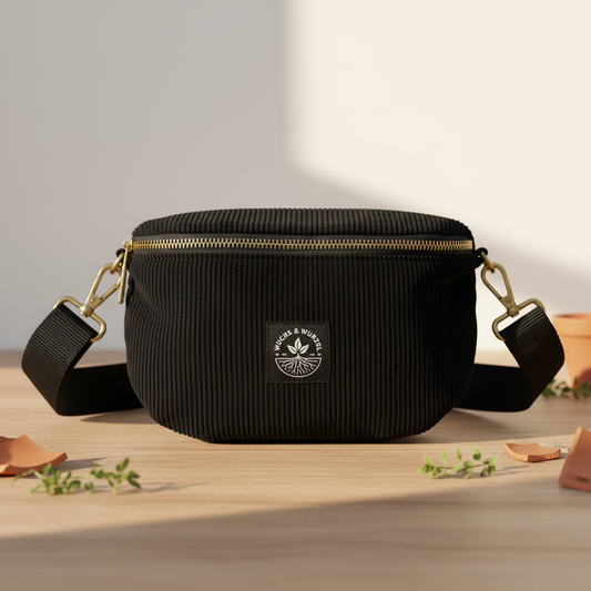 Wuchs&Wurzel Cord Tasche in Schwarz